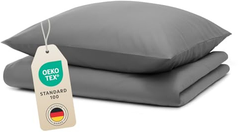 Blumtal Copripiumino Singolo in Microfibra, Set Completo Copripiumino Singolo con 2 Federe Cuscini Letto, 155 x 220 & 40 x 70 (1x), Grigio