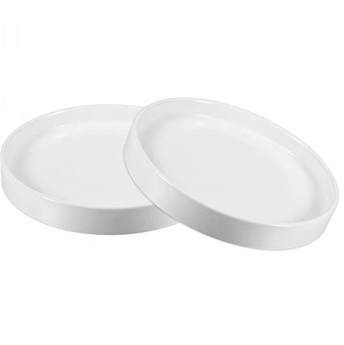 sourcing map Blumentopf-Untersetzer, 20 cm, Keramik, rund, für drinnen und draußen, Weiß, 2 Stück