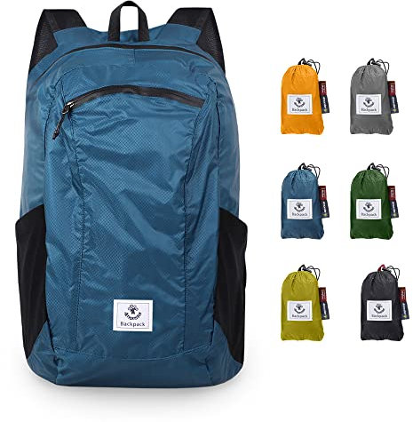 4Monster Ultraleichter Tagesrucksack kleiner Wanderrucksack faltbarer Rucksack im Freien wasserabweisend verstaubarer Tagesrucksack für Wandern Reisen Camping Business