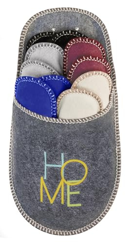 BOOTSY® Set med 5 gästtofflor (unisex) • Gästtofflor av filt i olika storlekar och färger • Filttofflor gäster • Tofflor i set • Gästhusskor i set •, Hem, 35/45 EU