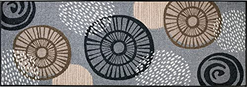 Erwin Müller Fußmatte Neuwied, Schmutzfangmatte, Sauberlaufmatte Blumen Silber/braun Größe 80x200 cm - langlebig, pflegeleicht, rutschfest, für Fußbodenheizung geeignet