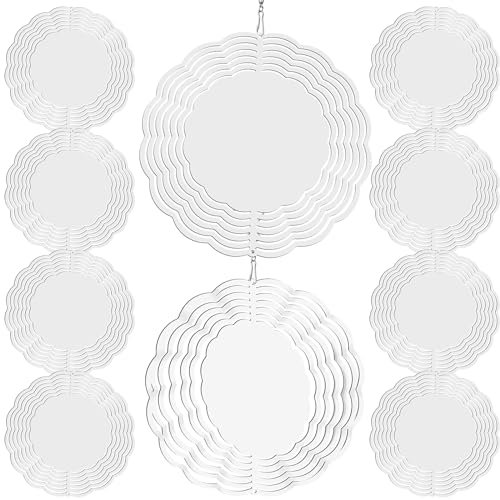 Remerry Lot de 10 moulins à vent en métal vierges pour Halloween - Transfert de chaleur 3D à suspendre - Attrape-vent cinétique de jardin - Décorations extérieures