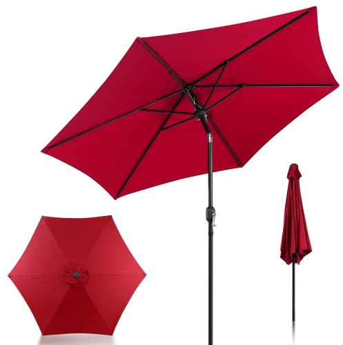 Joparri Parasol de jardin Inclinable Rouge Ø270 cm Avec manivelle Protection UV 50+, Aluminium, Imperméable, pour Exterieur Jardin, terrasse, Balcon