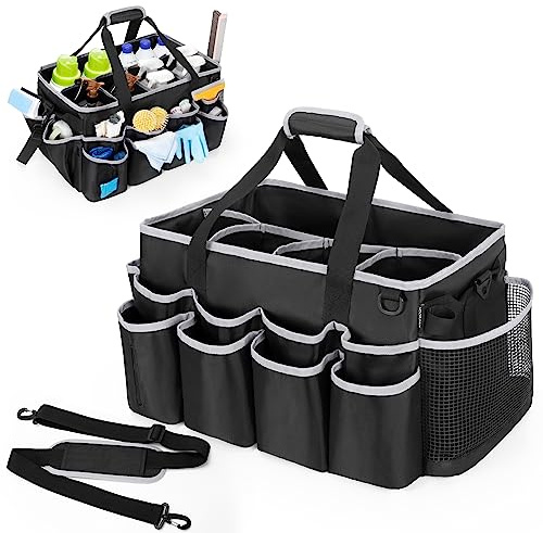 HODRANT Extragroßer Tragbarer Hausputz Caddy, Reinigung Organizer mit Pads | Tragetasche mit Pads, Trennwänden, Griffen, Autowaschanlagen, nur Tasche