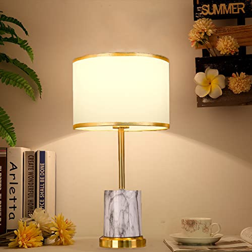 Lámpara de escritorio, lámparas de mesa y mesa de noche Lámpara de escritorio de tela Metal Clasico Vintage E27 Pantalla de tela Lámpara Escritorio Dormitorio Sala de Estar cabecera estudio (Blanco)