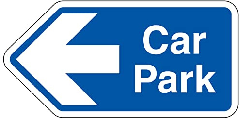 V Safety Shaped Safety Sign - Car Park Arrow Left Blue - 300X150 - Blue 1MM Rigid Plastic