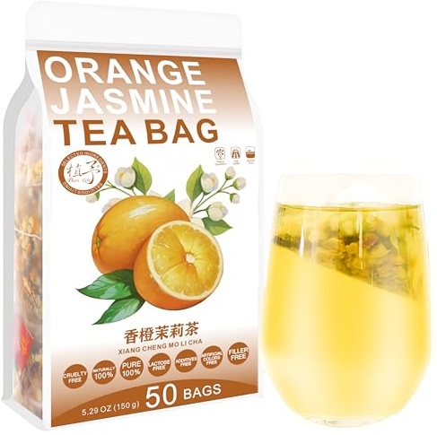 Plant Gift Orange Jasmine Tea Bag 5.29oz (3g*50bags) mela, buccia d'arancia, tè verde, naturale puro cinese, tè misto per la salute, combinazione di tè floreale 150g 香橙茉莉茶