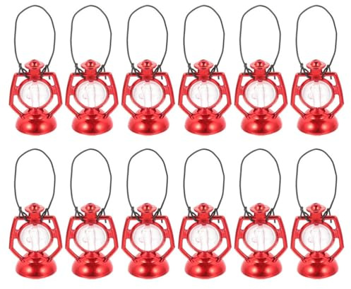 HOMSFOU 12 Stück Mini-Puppenhaus-Laterne Kerosinlampe Modellkammer Öllampe Miniatur-Hurrikan-Laterne Puppenhaus Feenbeleuchtung Zubehör Mikro-Landschaftsdekoration