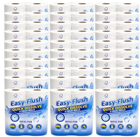 Easy Flush Soft Toilet Roll | Septic Tanks, Camping, Motorhome, caravans, Portable Toilets | 2ply | No Blocked drains | Quick Dissolve (120)