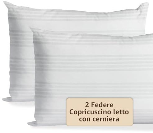 SONIT - Copricuscino Letto - Federe Cuscino per Camera - Coprifedere Cuscini Letto Con Cerniera - 2 Pezzi - Dimensione 50x80