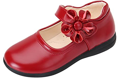 Chaussures de princesse pour fille - Chaussures de ballerine - Chaussures de sol élégantes - Chaussures de baptême - Ballerines - Antidérapantes - Chaussures de fête - Chaussures de danse, rouge, 29