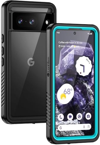 Lanhiem für Google Pixel 8 Hülle, IP68 Wasserdicht Handyhülle Google 8 360 Grad Schutzhülle, Stoßfest Staubdicht Schneefest Outdoor Panzerhülle mit Eingebautem Displayschutz, Blau
