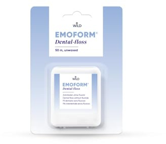 EMOFORM Dental-floss unwaxed, filo interdentale non cerato senza fluoruro per una pulizia ottimale degli spazi interdentali. Prevenzione della carie e della placca dentale.