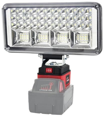 AUTOJARE Akku Lampe für Milwaukee m18 18v 90W Kabellose Led Arbeitsleuchte 7500LM Tragbares Led Strahler Baustellen Lampe für Autoreparatur, Heimbeleuchtung, Camping, Angeln (7 zoll, kein Akku)