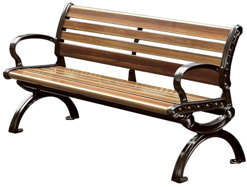 LLZJDDPLY Gartenbank Metall, Gartenbank wetterfest, Verdickter Aluminiumgussrahmen, 3–4 Personen sitzbank aus Kohlefaser mit 105° gebogener Rückenlehne(1.5M)