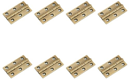 Leliafleury 8Pcs Folding Door Hinges 50mm(2 inch) Brass Hinges for Window Cabinets Closet Drawer Boxes, Bronze