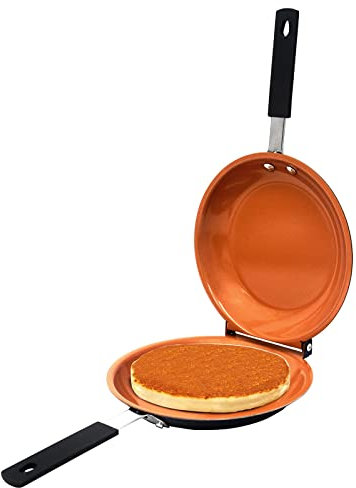 MOTUZP Padella Antiaderente a Doppia Faccia in Acciaio Inossidabile, Facile da Capovolgere, Padella per Soffici Pancake, Frittate, Padella per Omelette, Lavabile in Lavastoviglie