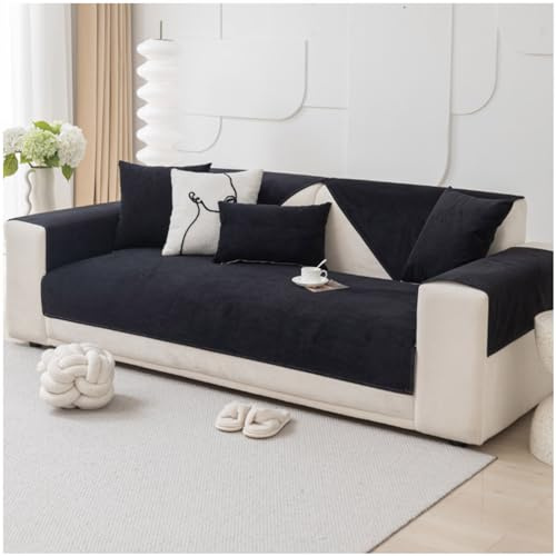 BDMFJY wasserdichte Couch Überzug, Sofa Überzug 1/2/3/4 Sitzer L Form Sofa Cover Sofabezug Ecksofa, Sofadecken Für Sitzfläche, Sofaschoner rutschfest, Universelle Sofa Überwurf,Schwarz,70x160cm