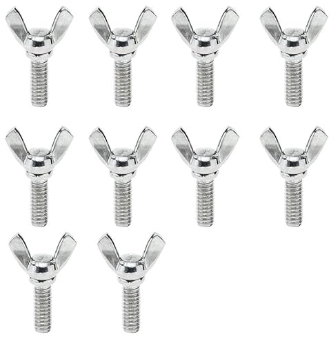 Aoktorkit 10pcs M8-25 Stainless Steel Wing Screws, Flat Head, Left Hand, Silver