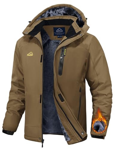 Rdruko Skijacke Herren Winterjacke Snowboardjacke Warme Fleece GefüTtert Winter Jacke Wasserdicht Funktionsjacke Männer Outdoor Wanderjacke mit Kapuze