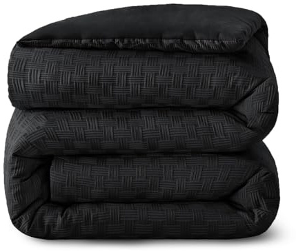 Whale Flotilla 7.5 Tog Double Size Duvet, Luxury Reversible Soft Coverless Duvet, Lightweight Down Alternative Comforter Bedding Set for All Seasons, 200x200 cm, Black