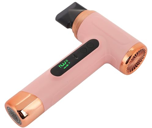 Bärbar Kall Varm Uppladdningsbar Fön för Resor, 200W Liten Sladdlös Hårfön med Munstycke, Inbyggt 15000mAh Batteri, för Alla Hårtyper (rose)