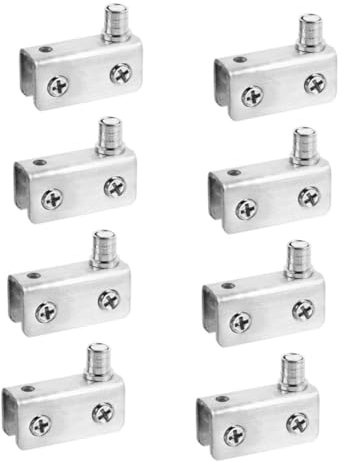 Mikikit 8stücke Edelstahl-glastürscharniere Für Schranktüren Mit Metallklammer Glasdicke Geeignet Für Duschtüren Und Vitrinenschränke
