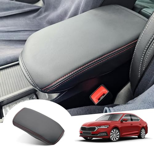 GAFAT Compatible avec Skoda Octavia 4 IV MK4 RS Combi 2020-2024 2025 Housses d'accoudoir, Housse de console centrale, Coussin de protection pour accoudoir de console centrale, Cuir microfibre PU