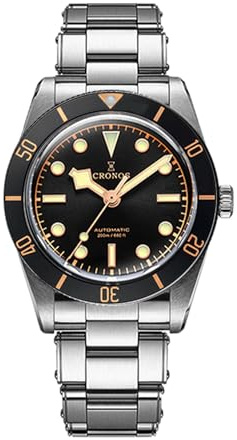 TACTICAL FROG Cronos L6033 37 mm BB54 automatiska klockor safir herrklocka rostfritt stål 200 m vattentålig, Svart guld