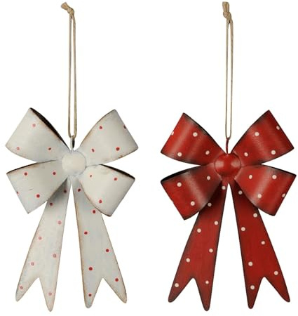 Storm's Gartenzaubereien Deko - Metall - Schleifen 2er Set - Als Türdeko, Grabschmuck, Weihnachtsdeko - 11,5x18x3cm - Juteband - Adventskranz, Winter Deko