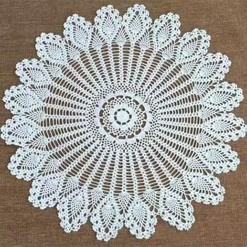 Honseadek Handgefertigte runde Vintage-Tischdecke, gehäkelt, hohl, gestrickt, Baumwolle, Spitze, Tischdeckchen für Hochzeiten, Partys für verschiedene Anlässe (75–80 cm, Weiß)