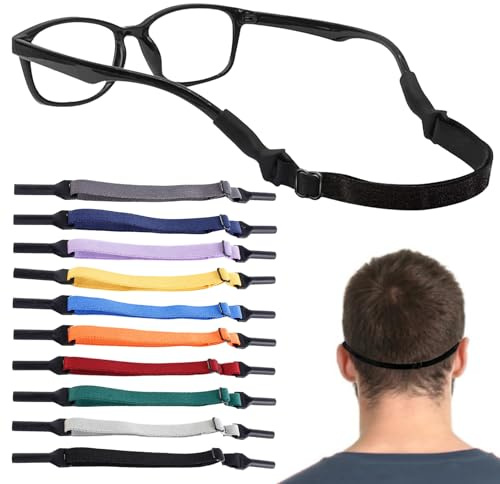 Roinaid 10 Stück Brillenbänder,Brillenband Herren,Brillenband Sport Herren,Verstellbar,Rutschfest,Passend für Sportbrillen und Sonnenbrillen,Unisex