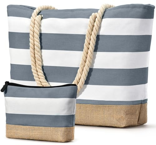 oscaurt Strandtasche Badetasche XXL Shopper Tasche Damen Umhängetasche Wasserdicht Beach Tote Bag mit Reißverschluss Faltbare Reisetasche Travel Bag Sporttasche