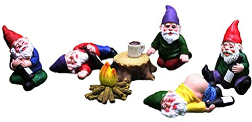 Fdit Statue de GNOME Nain Ivre, Artisanat en Résine, Décoration Naine Ivre pour Le Bureau de Jardin, Mini Conte de Fées Vive et Intéressante