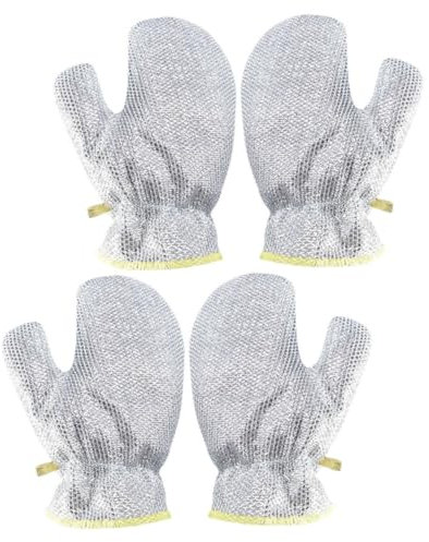 CALLARON 2pairs Wire Dish Cloths for Counters Non-scratch Kitchen Gloves Heavy-duty Scrubber Gloves for Sinks