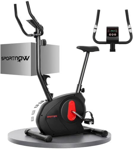 SPORTNOW Bicicleta Estática en Casa con Resistencia Magnética Ajustable | Bici Estática Silenciosa, Volante, Sensor de Frecuencia, Asiento Regulable, Pantalla LCD, Soporte de Teléfono, Carga 100 kg