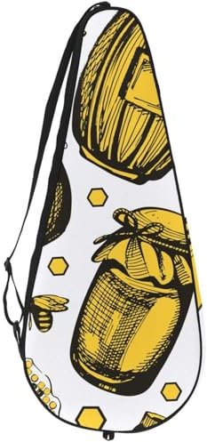 VAPOKF Yellow Bee Sac de raquette en nid d'abeille et pot de miel pour raquette de tennis, peut contenir jusqu'à 2 raquettes