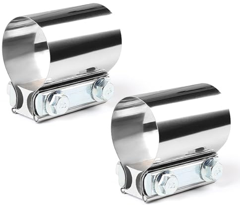 LALAGO 2 Stück Auspuffschelle, Edelstahl Rohrverbinder, Ø 45mm / L: 76,2mm | Auspuff Schellen Klemmen mit Doppelschelle, Universal Korrosionsbeständig Auspuffrohrklemme für Auspuffrohr