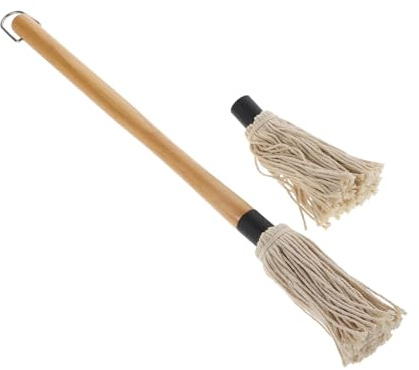 ifundom Pinceau à Sauce et Balai Barbecue Coton Remplaçable pour Gril BBQ Manche en Bois, Lot de 3 Set de Pièces, Outil la Cuisine Extérieur pour Badigeonnage et Marinade de Viande