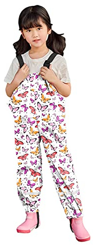 Generisch Pantalones de lluvia para niños con tirantes, pantalones de peto para lluvia, sin forro, para exteriores, a prueba de viento, mono impermeable, traje de lluvia monocolor, pantalones de barro