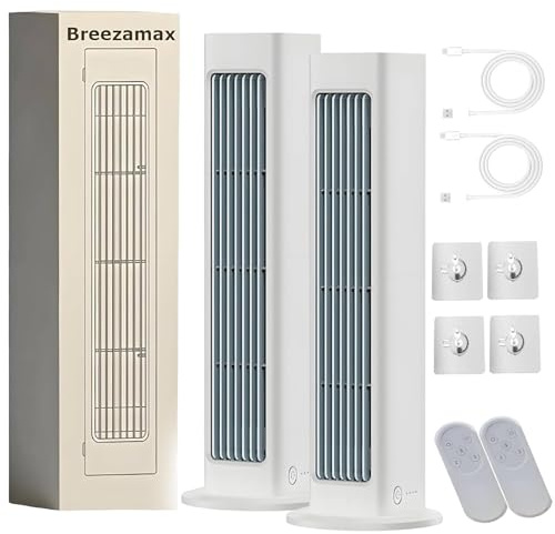 Breezamax 2025 Breeze Max Air Cooler Ultra Silent 3 Speed Portable AC Instant Relief from Heat & Humidity 2 Pack White Ideal for Home & Office Use.
