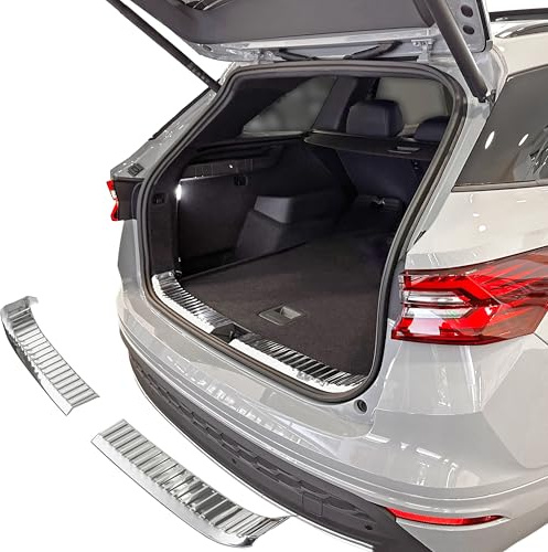 RECAMBO Protector de borde de carga de acero inoxidable interior cromado apto para Skoda Kodiaq II a partir de 2024 – Protección contra arañazos, contorno perfecto, acero inoxidable, base de cinta