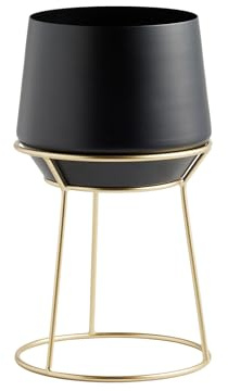 home&you - Cache-pot Slownes sur pied, pour plantes d'intérieur et d'extérieur, en fer, jardinière moderne, pot de fleurs, décoration de jardin, 35x20x20 cm - Noir