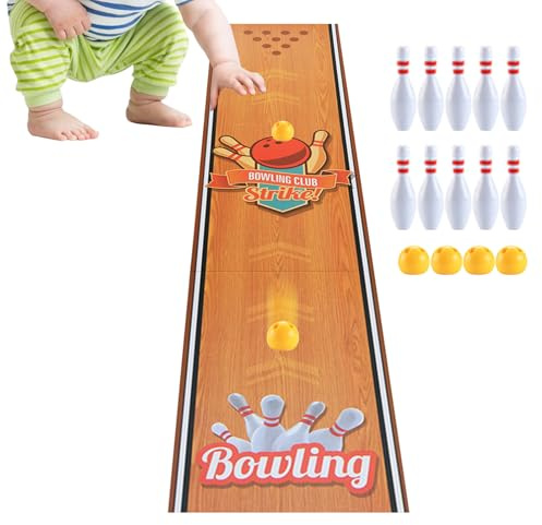 Gioco Di Bowling Da Tavolo - Gioco Di Golf Di Curling Da 34 Pollici - Tappetino Da Scrivania | Set Di Attività In Cartone – Giochi Da Tavolo Ripiegabili Con Palline O Pietre Da 5 A 10 Pezzi Per Bambin
