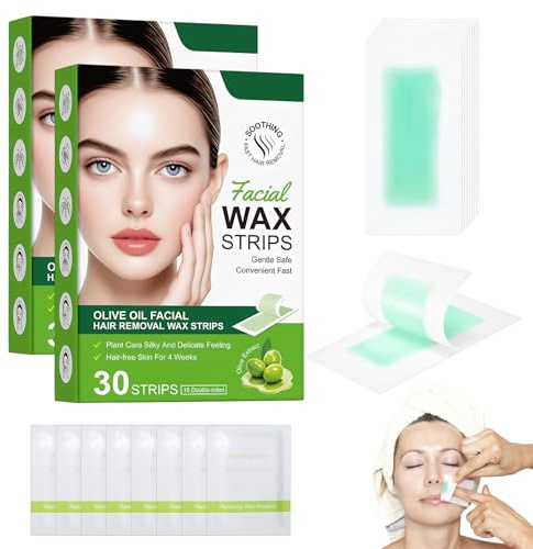 68 PCS Face Wax Strips Set with Wax Removal Wipes,Waxing Strips,for Face,Upper Lip,Body Hair Removal,Smooth Skin Solution