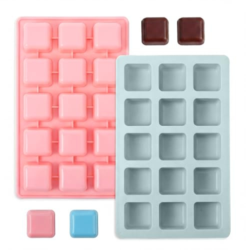 2 Stück Silikonform Schokolade, Quadrat Silikonform, Silikonform Herz Klein von Schokolade, Eiswürfel,Geeignet für Valentinstag, Hochzeiten, Verlobungen, Große Feste, Familienleben
