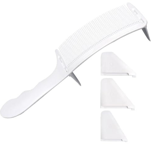 IMIKEYA Peine de Corte para Hombre Guía Ajustable en Forma de S, Peine Profesional Plano para Posicionar Mechones, Herramienta para Peluquería y Estilismo Masculino
