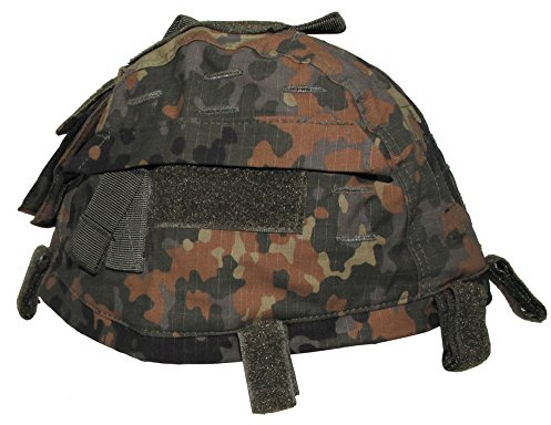 MFH stort justerbart hjälmöverdrag med väskor hjälm överdrag tarnskydd skydd för stålhjälm camo Camouflage många färger Fleece kamouflage En Storlek