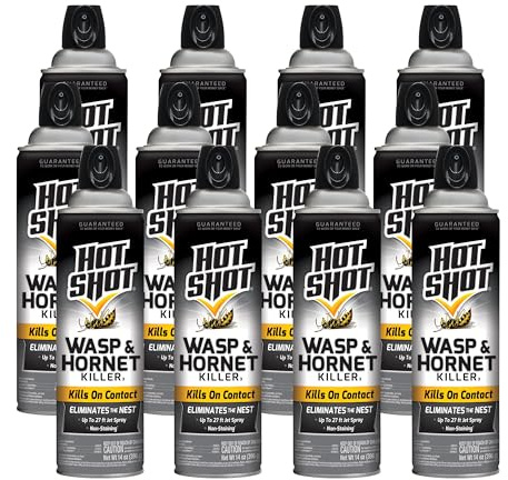 Hot Shot Wasp & Hornet Killer, Aerosol, 14-Ounce, 12-Pack Black