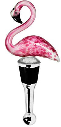 EDZARD Flaschenverschluss Flamingo für Champagner, Wein und Sekt, Höhe 13 cm, Muranoglas-Art, Handarbeit